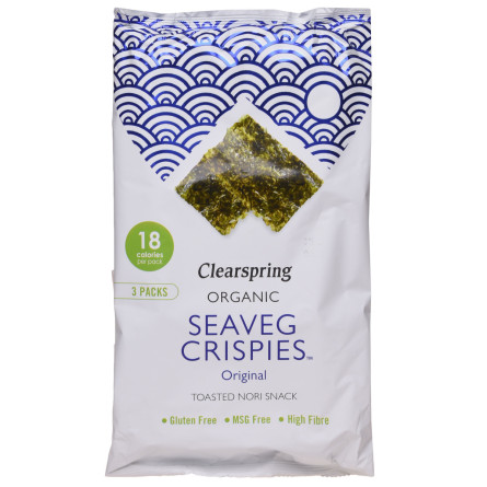 Упаковка чипсів Clearspring органічних з морських водоростей із сіллю 4 г х 3 шт.