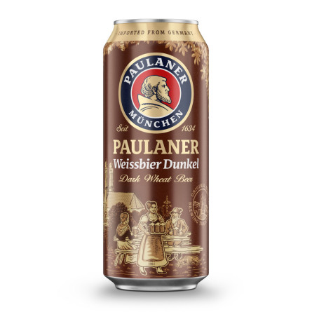 Упаковка пива Paulaner Dunkel Hefe-Weissbier темное нефильтрованное 5.3% 0.5 л x 24 шт