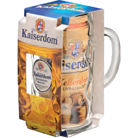 Подарунковий набір пиво Kaiserdom Kellerbier Krugset напівтемне нефільтроване 4.7% 1 л + кухоль 1 л slide 1