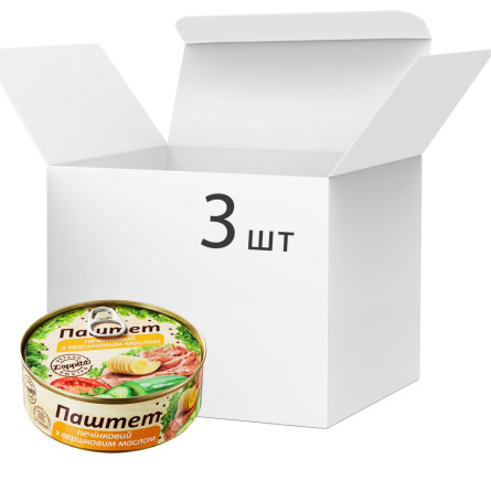 Упаковка паштету L'appetit печінковий з вершковим маслом 240 г х 3 шт.
