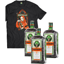 Лікер Jägermeister 0.7 л 35% 3 пляшки (+ ексклюзивна футболка)(DESIGN 3) p. M mini slide 1