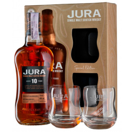 Виски Isle of Jura 10yo 0.7 л 40% + 2 бокала в подарочной коробке