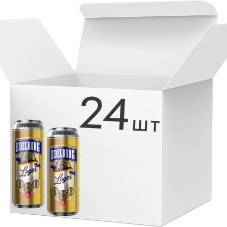 Упаковка пива Edelburg Lager світле фільтроване 5.2% 0.5 л х 24 шт.