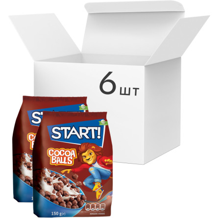 Упаковка сухого сніданку Start кульки з какао 500 г х 6 шт.