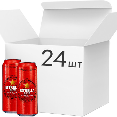 Упаковка пива Estrella Damm Lager світле фільтроване 4.6% 0.5 л х 24 банки slide 1
