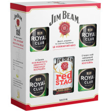 Лікер Jim Beam Red Stag 0.7 л 32.5% + безалкогольний напій Royal Club Ginger Ale 0.33 л 4 шт. mini slide 1