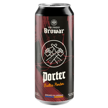 Пиво темне нефільтроване Волинський Бровар Porter 5,8% 0,5ж/б