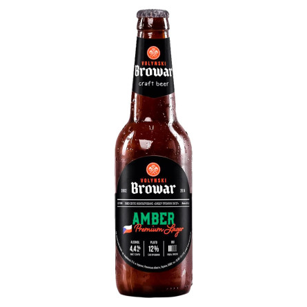 Пиво Volynski Browar Amber світле нефільтроване 4,4% 0,35л slide 1