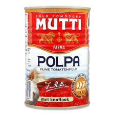 Томати Mutti очищені різані в томатному соку з часником mini slide 1