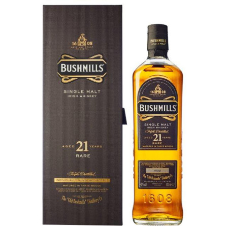 Виски Bushmills Single Malt 21 год выдержки 0.7 л 40% в подарочной упаковке slide 1