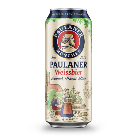 Упаковка пива Paulaner Weissbier светлое нефильтрованное 5.5% 0.5 л x 24 шт