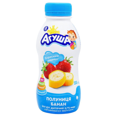 Йогурт Агуня с наполнителем клубника-банан 2,7% 185г