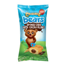 Тістечко Jouy-Co Cravingz Bears бісквітне з шоколадним кремом 45г mini slide 1