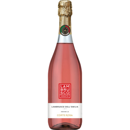 Вино ігристе Lambrusco Corte Rosa Rosato рожеве напівсолодке IGT 0.75 л 7.5%