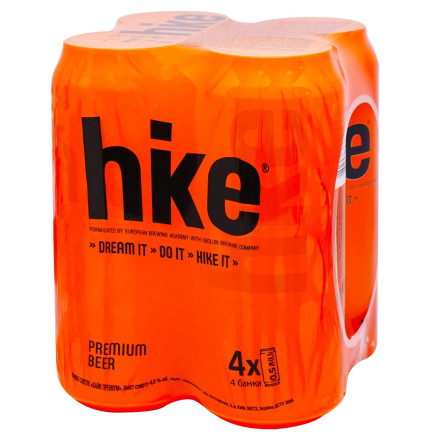 Пиво світле Hike Premium 4,9% 4*0,5л з/б