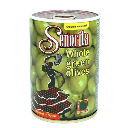 Оливки Senorita зелені з кісточкою 280г slide 1
