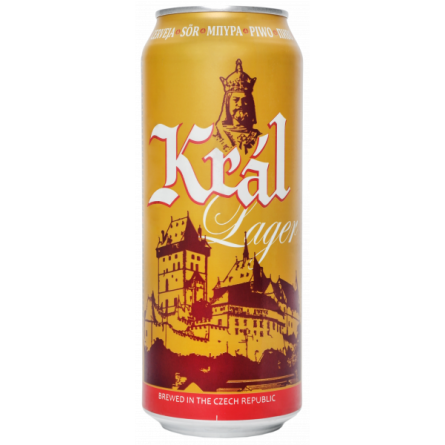 Пиво Kral Lager светлое фильтрованное 4.7% 0.5 л