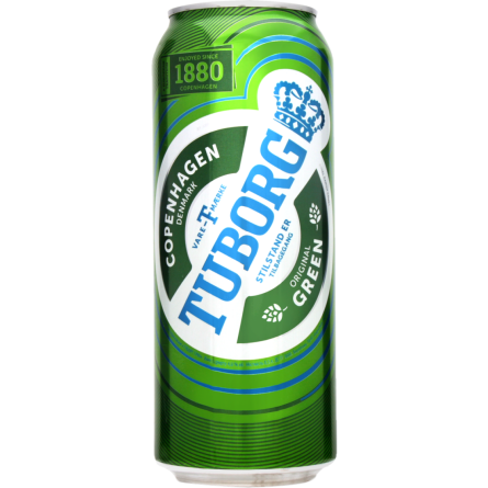 Пиво Tuborg Green светлое фильтрованное ж/б 4.6% 0.5 л slide 1