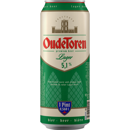 Пиво OudeToren Lager світле фільтроване 5.3% 0.568 л