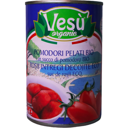 Томати консервовані Vesu organic органічні чищені цілі 400 г