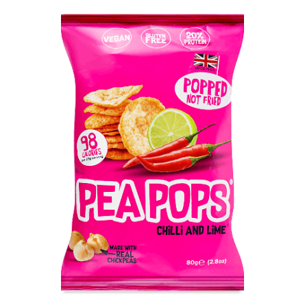 Чипси Pea Pops з нуту зі смаком чилі та лайма