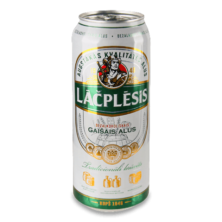 Пиво Lacplesis світле безалкогольне з/б slide 1