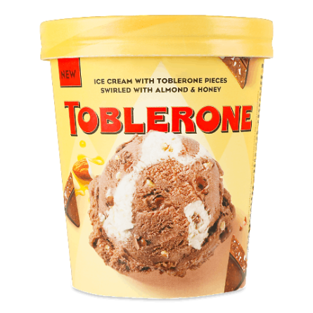 Морозиво Toblerone какао з медово-мигдальним соусом зі шматочками шоколаду