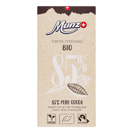 Шоколад чорний Munz какао-боби з Перу органічний 85%
