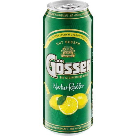 Пиво Gosser Natur Radler з лимонним смаком світле 2% 0,5л