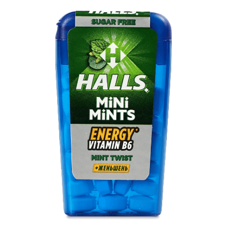 Льодяники Halls Mini Mints зі смаком м'яти та вітаміном В без цукру slide 1