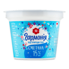 Сметана «Гармонія» 15%, стакан mini slide 1