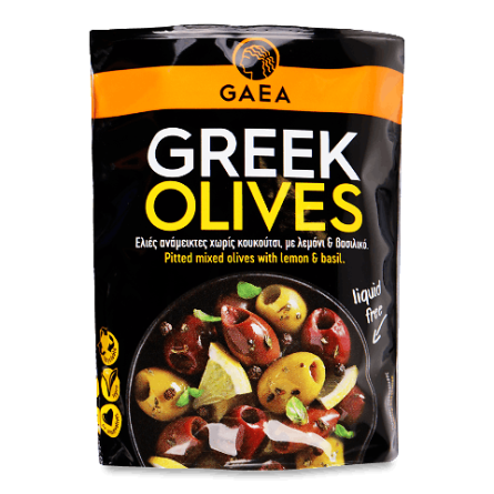 Оливки зелені Gaea лимон-орегано без кісточки