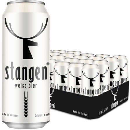 Упаковка пива Stangen Weiss Bier світле нефільтроване 4.9% 0.5 х 24 шт.