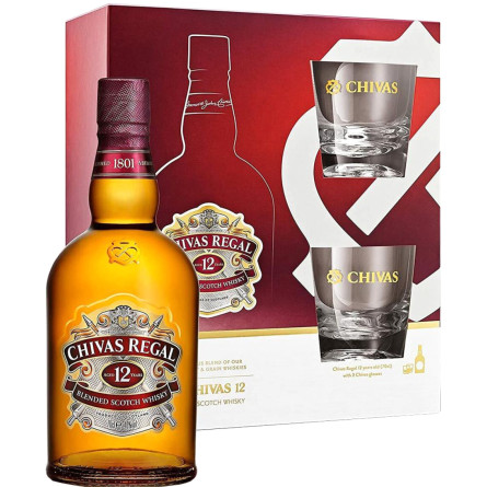 Виски Chivas Regal 0.7 л 12 лет выдержки 40% + 2 стакана