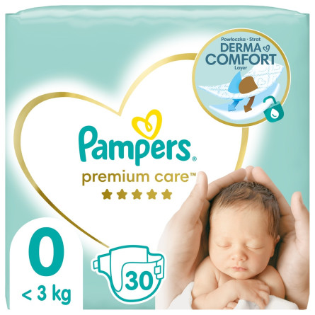 Подгузники Pampers Premium Care размер 0 Newborn <3кг 30шт