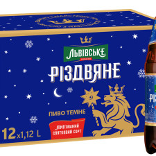 Упаковка пива Львівське Різдвяне темне фільтроване 4.2% 1.12 л х 12 шт. mini slide 1
