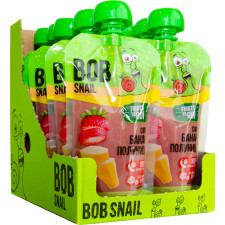 Упаковка фруктового пюре Bob Snail Смузи пастеризованное Банан-Клубника 120 г х 10 шт mini slide 1