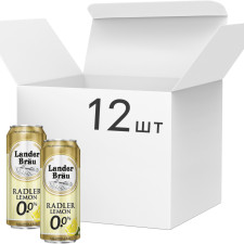 Упаковка пива Lander Brau Radler Lemon світле фільтроване безалкогольне пастеризоване 0% 0.5 л x 12 шт. mini slide 1