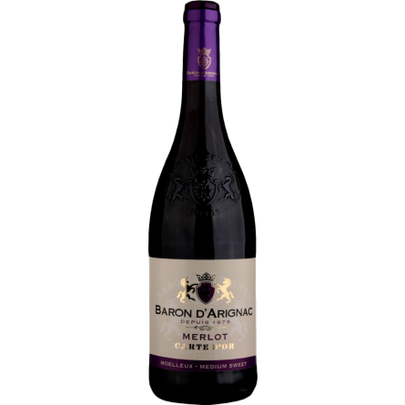 Вино Baron d'Arignac Merlot красное полусладкое 0.75 л slide 1