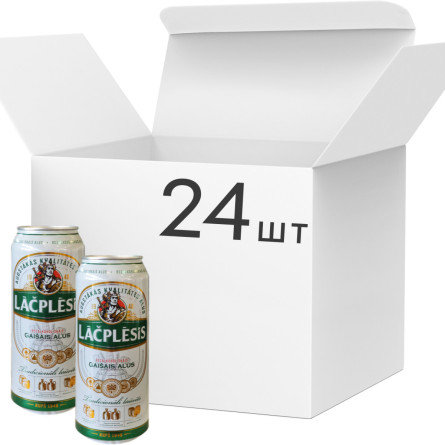 Упаковка пива Lacplesis Gaisais світле фільтроване безалкогольне пастеризоване 0% 0.5 л x 24 шт.