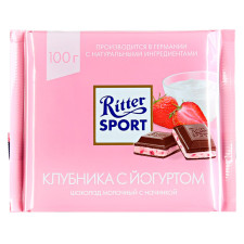 Шоколад молочний Ritter Sport з начинкою йогурт-полуниця 100г mini slide 1