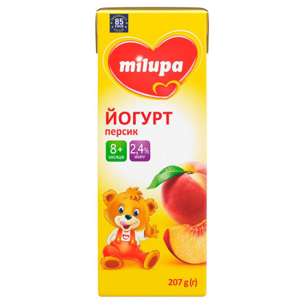 Йогурт Milupa персик от 8 месяцев 2,8% 207г slide 1
