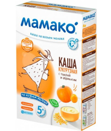 Каша Мамако кукурузная на козьем молоке с тыквой и абрикосом для детей с 5 месяцев 200г