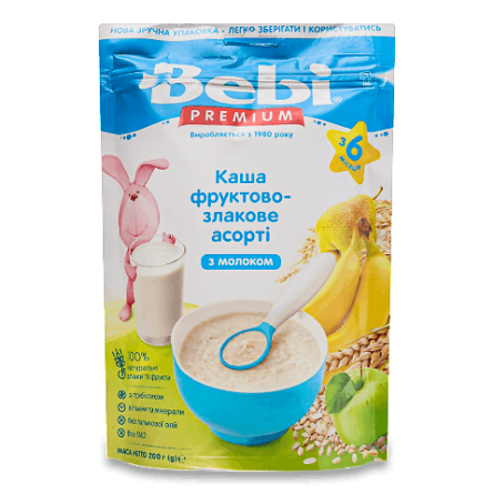 Каша Bebi молочна фруктово-злакове асорті slide 1