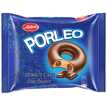 Тістечко Aldiva Porleo Донат з шоколадною начинкою у шоколадній глазурі 60г