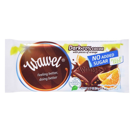 Шоколад Wawel молочний з апельсином без додавання цукру 90г