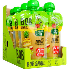 Упаковка фруктового пюре Bob Snail Смузі пастеризоване Ананас-Груша-Яблуко 120 г х 10 шт. (4820219343653) mini slide 1