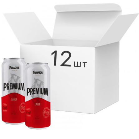 Упаковка пива Primator Premium светлое фильтрованное 5% 0.5 л x 12 шт