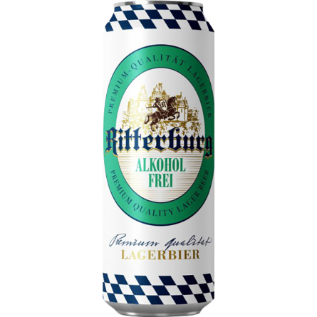 Пиво Ritterburg светлое пастеризованное фильтрованное безалкогольное 0.5 л slide 1