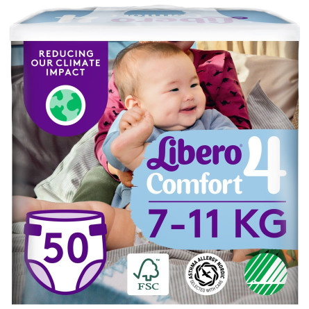 Підгузки Libero Comfort 7-11 кг розмір 4 50шт